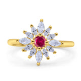 Art Deco Wedding Engagement Bridal Ring Marquise Round Simulated Cubic Zirconia 925 Sterling Silver