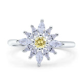 Art Deco Wedding Engagement Bridal Ring Marquise Round Simulated Cubic Zirconia 925 Sterling Silver