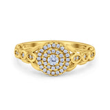 Art Deco Vintage Style Wedding Engagement Ring Band Round Simulated Cubic Zirconia 925 Sterling Silver