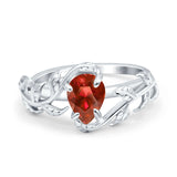 Art Deco Leaves Pear Vintage Style Bridal Wedding Engagement Ring Round Simulated Cubic Zirconia 925 Sterling Silver