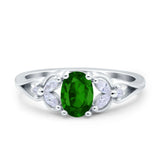 Oval Art Deco Bridal Wedding Engagement Ring Marquise Round Simulated Cubic Zirconia 925 Sterling Silver