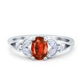 Oval Art Deco Bridal Wedding Engagement Ring Marquise Round Simulated Cubic Zirconia 925 Sterling Silver