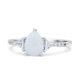 Teardrop Pear Art Deco Engagement Bridal Ring Triangle Simulated Cubic Zirconia 925 Sterling Silver