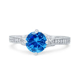Art Deco Wedding Bridal Ring Round Simulated Cubic Zirconia 925 Sterling Silver