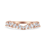 Half Eternity Art Deco Marquise Round Wedding Ring Simulated Cubic Zirconia 925 Sterling Silver