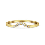 V Curve Baguette Band Eternity Ring Wedding Round Simulated Cubic Zirconia 925 Sterling Silver