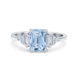 Emerald Cut Art Deco Bridal Wedding Engagement Ring Baguette Simulated Cubic Zirconia 925 Sterling Silver