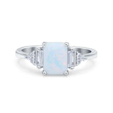 Emerald Cut Art Deco Bridal Wedding Engagement Ring Baguette Simulated Cubic Zirconia 925 Sterling Silver