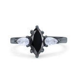 Marquise Art Deco Bridal Wedding Engagement Ring Pear Simulated Cubic Zirconia 925 Sterling Silver