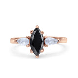 Marquise Art Deco Bridal Wedding Engagement Ring Pear Simulated Cubic Zirconia 925 Sterling Silver