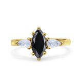 Marquise Art Deco Bridal Wedding Engagement Ring Pear Simulated Cubic Zirconia 925 Sterling Silver