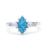 Marquise Art Deco Bridal Wedding Engagement Ring Pear Simulated Cubic Zirconia 925 Sterling Silver