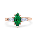 Marquise Art Deco Bridal Wedding Engagement Ring Pear Simulated Cubic Zirconia 925 Sterling Silver