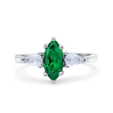 Marquise Art Deco Bridal Wedding Engagement Ring Pear Simulated Cubic Zirconia 925 Sterling Silver