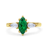 Marquise Art Deco Bridal Wedding Engagement Ring Pear Simulated Cubic Zirconia 925 Sterling Silver