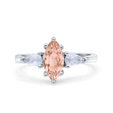 Marquise Art Deco Bridal Wedding Engagement Ring Pear Simulated Cubic Zirconia 925 Sterling Silver