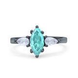 Marquise Art Deco Bridal Wedding Engagement Ring Pear Simulated Cubic Zirconia 925 Sterling Silver