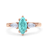 Marquise Art Deco Bridal Wedding Engagement Ring Pear Simulated Cubic Zirconia 925 Sterling Silver
