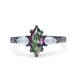 Marquise Art Deco Bridal Wedding Engagement Ring Pear Simulated Cubic Zirconia 925 Sterling Silver