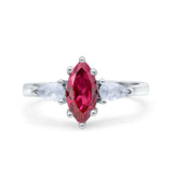 Marquise Art Deco Bridal Wedding Engagement Ring Pear Simulated Cubic Zirconia 925 Sterling Silver