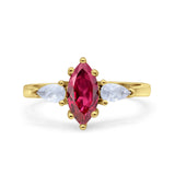Marquise Art Deco Bridal Wedding Engagement Ring Pear Simulated Cubic Zirconia 925 Sterling Silver
