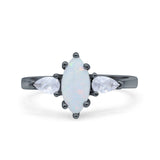 Marquise Art Deco Bridal Wedding Engagement Ring Pear Simulated Cubic Zirconia 925 Sterling Silver