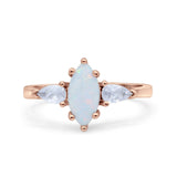 Marquise Art Deco Bridal Wedding Engagement Ring Pear Simulated Cubic Zirconia 925 Sterling Silver