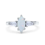 Marquise Art Deco Bridal Wedding Engagement Ring Pear Simulated Cubic Zirconia 925 Sterling Silver