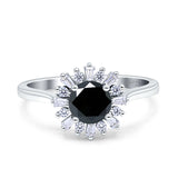 Art Deco Wedding Bridal Ring With Baguette And Round Simulated Cubic Zirconia Stones 925 Sterling Silver