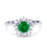 Art Deco Wedding Bridal Ring With Baguette And Round Simulated Cubic Zirconia Stones 925 Sterling Silver
