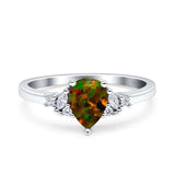 Teardrop Pear Shape Wedding Engagement Ring Simulated Cubic Zirconia 925 Sterling Silver