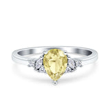 Teardrop Pear Shape Wedding Engagement Ring Simulated Cubic Zirconia 925 Sterling Silver