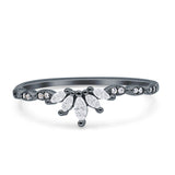 Half Eternity Wedding Ring Marquise Simulated Cubic Zirconia 925 Sterling Silver