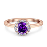 Art Deco Wedding Bridal Ring Halo Round Simulated Cubic Zirconia Stones 925 Sterling Silver