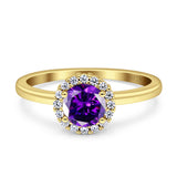 Art Deco Wedding Bridal Ring Halo Round Simulated Cubic Zirconia Stones 925 Sterling Silver