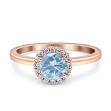 Art Deco Wedding Bridal Ring Halo Round Simulated Cubic Zirconia Stones 925 Sterling Silver