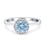 Art Deco Wedding Bridal Ring Halo Round Simulated Cubic Zirconia Stones 925 Sterling Silver