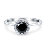 Art Deco Wedding Bridal Ring Halo Round Simulated Cubic Zirconia Stones 925 Sterling Silver