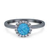 Art Deco Wedding Bridal Ring Halo Round Simulated Cubic Zirconia Stones 925 Sterling Silver