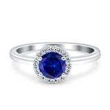Art Deco Wedding Bridal Ring Halo Round Simulated Cubic Zirconia Stones 925 Sterling Silver