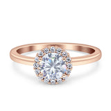Art Deco Wedding Bridal Ring Halo Round Simulated Cubic Zirconia Stones 925 Sterling Silver