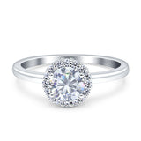 Art Deco Wedding Bridal Ring Halo Round Simulated Cubic Zirconia Stones 925 Sterling Silver