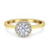 Art Deco Wedding Bridal Ring Halo Round Simulated Cubic Zirconia Stones 925 Sterling Silver