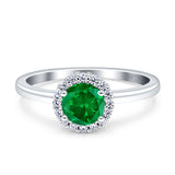 Art Deco Wedding Bridal Ring Halo Round Simulated Cubic Zirconia Stones 925 Sterling Silver