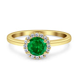 Art Deco Wedding Bridal Ring Halo Round Simulated Cubic Zirconia Stones 925 Sterling Silver