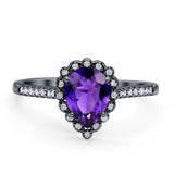 Teardrop Pear Vintage Style Halo Engagement Ring Cubic Zirconia 925 Sterling Silver