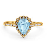 Teardrop Pear Vintage Style Halo Engagement Ring Cubic Zirconia 925 Sterling Silver