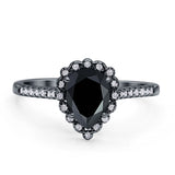 Teardrop Pear Vintage Style Halo Engagement Ring Cubic Zirconia 925 Sterling Silver
