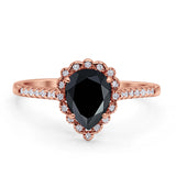 Teardrop Pear Vintage Style Halo Engagement Ring Cubic Zirconia 925 Sterling Silver