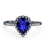 Teardrop Pear Vintage Style Halo Engagement Ring Cubic Zirconia 925 Sterling Silver